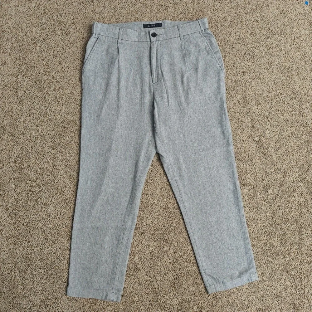 Rageblue Mens Gray Pleated Tapered Trousers Elastic Waist Cuffed Pants Size L